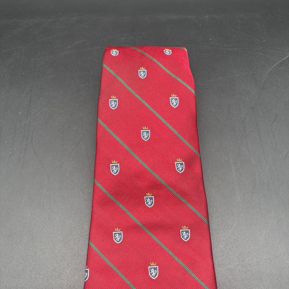 Polo Ralph Lauren Crest Shield Red Green Stripe Silk Tie Repp Stripes USA - Picture 6 of 16